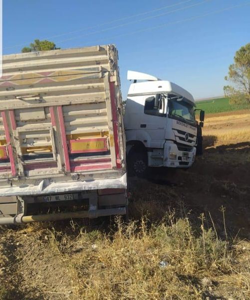 Ceylanpınar’da Tır Şarampole Yuvarlandı