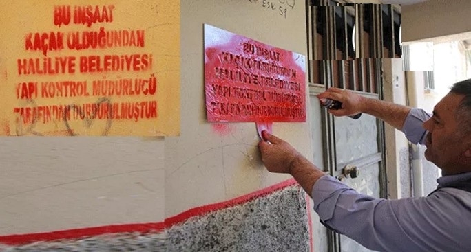Haliliye Belediyesi Kaçak Yapılan Evleri İşaretledi