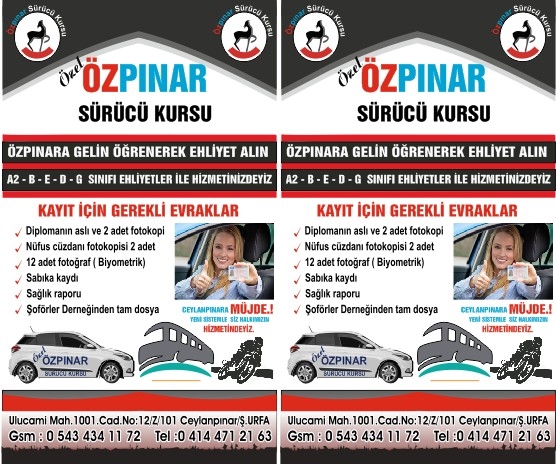 ÖZPINAR SÜRÜCÜ KURSU CEYLANPINAR`DA HİZMET VERMEYE BAŞLADI